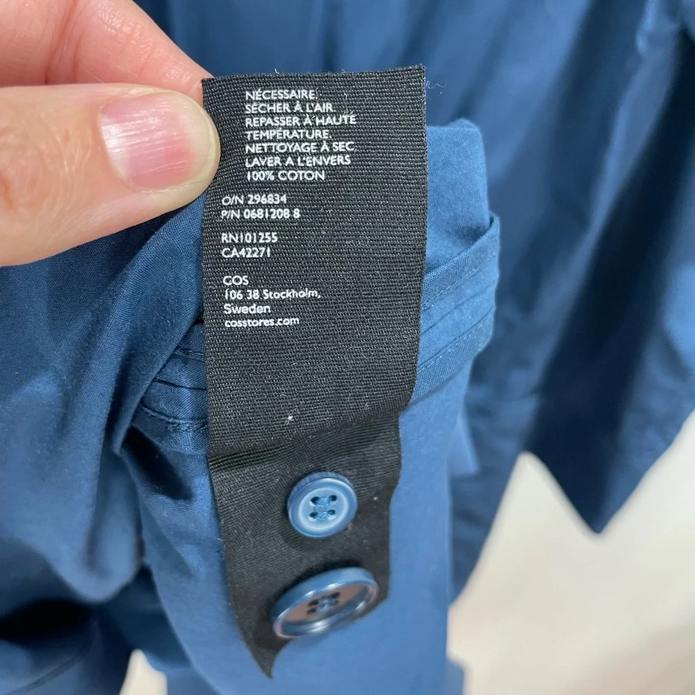 COS Blue Long Jacket with Gathered Back Size 2 - Picture 13 of 13